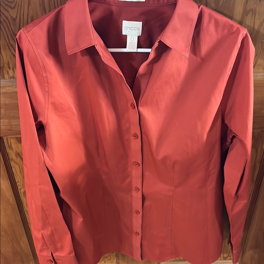 Chico's Button-Down Shirt in Rust